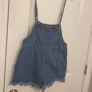 Denim shorty romper